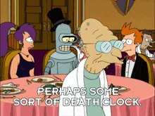 a cartoon scene with the words perhaps some sort of death clock at the bottom