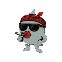 a cartoon character wearing a bandana and sunglasses smoking a cigarette