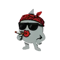 a cartoon character wearing a bandana and sunglasses smoking a cigarette