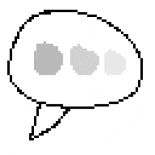 a pixel art drawing of a speech bubble with three dots in it .
