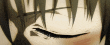 a close up of a person 's eye with a shadow