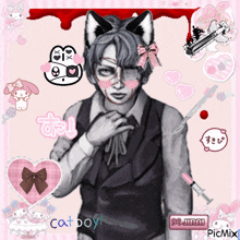 a picture of a man with cat ears and the word catboy on the bottom right