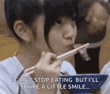 happy smile asian girl eating pleased cute