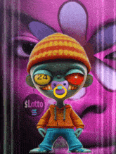 a cartoon character has a pacifier in his mouth and a sign that says $ lotto