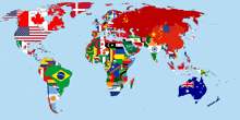 a map of the world with many flags on it including the united states of america
