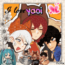 a collage of anime characters with the words " i love yaoi " at the top