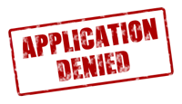 a red and white stamp says application denied