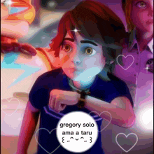 a picture of a cartoon character with the words " gregory solo ama a taru "