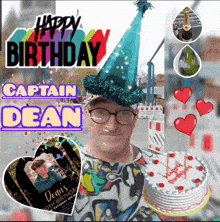 a birthday card for captain dean with a cake