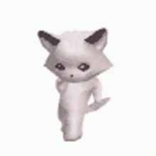 a white cat is standing on a white background .