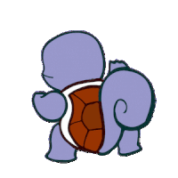 a cartoon of a purple turtle with a red shell on its back