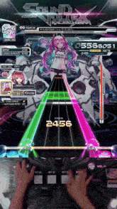a person playing a video game with the number 2456