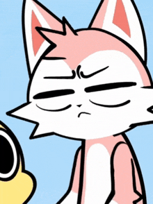 a cartoon cat is covering its eyes with its hands