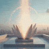 a statue of a flower with the words it begins written on it