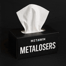 a black box with white tissues that says metawin metalosers