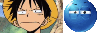 a cartoon character with an angry face next to a smiley face