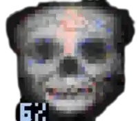 a pixelated image of a skull with a cross on it 's forehead