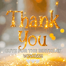 thank you guys for the birthday wishes written in gold