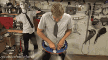 Spinning Belt Of Knives Colin Furze GIF - Spinning Belt Of Knives Colin Furze Colin GIFs