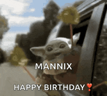 a picture of a baby yoda says happy birthday