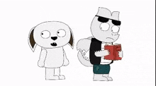 a cartoon squirrel and a dog are standing next to each other .
