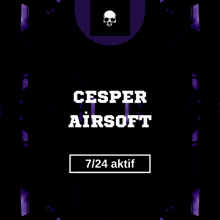 a poster for casper airsoft shows a skull on it