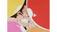 a close up of a person 's face surrounded by bubbles