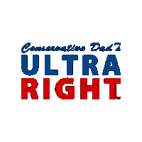 conservative dad 's ultra right logo in blue and red on a white background