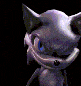 a close up of a sonic the hedgehog with blue eyes