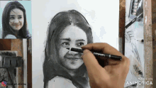 a drawing of a woman 's face is made in animotoca