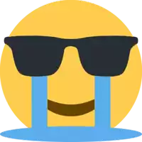 a crying smiley face wearing sunglasses with tears coming out of its eyes