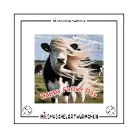 a picture of a cow with the words happy father day