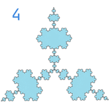 a drawing of snowflakes with the number 4 in the upper right corner