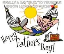 a cartoon of a man laying in a hammock .