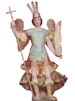 a statue of an angel holding a cross