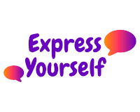 a logo that says express yourself with speech bubbles