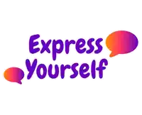 a logo that says express yourself with speech bubbles