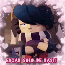 a picture of edgar solo de basti surrounded by hearts and stars