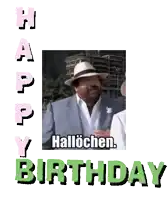 a happy birthday card with a man in a hat