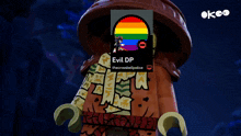 a cartoon character with the word okoo on the bottom