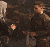 a man in a plaid shirt is standing next to another man