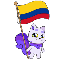 a cartoon cat is holding a colombia flag