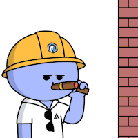 a cartoon character wearing a hard hat holding a hammer and smoking a cigar