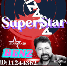 a man with a beard is on a poster for superstar 4