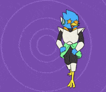 a cartoon drawing of a bird with stars on his eyes