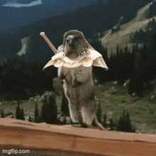 a picture of a bear with a sword and the words eirinaaaa