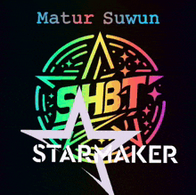 a colorful logo with the words matur suwun starmaker on it