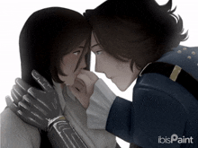 a drawing of a man touching another man 's nose with the ibis paint logo in the bottom right corner