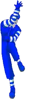 a pixel art drawing of a blue clown
