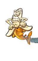 a cartoon of a banana with the words " nautika authentic banana " underneath it